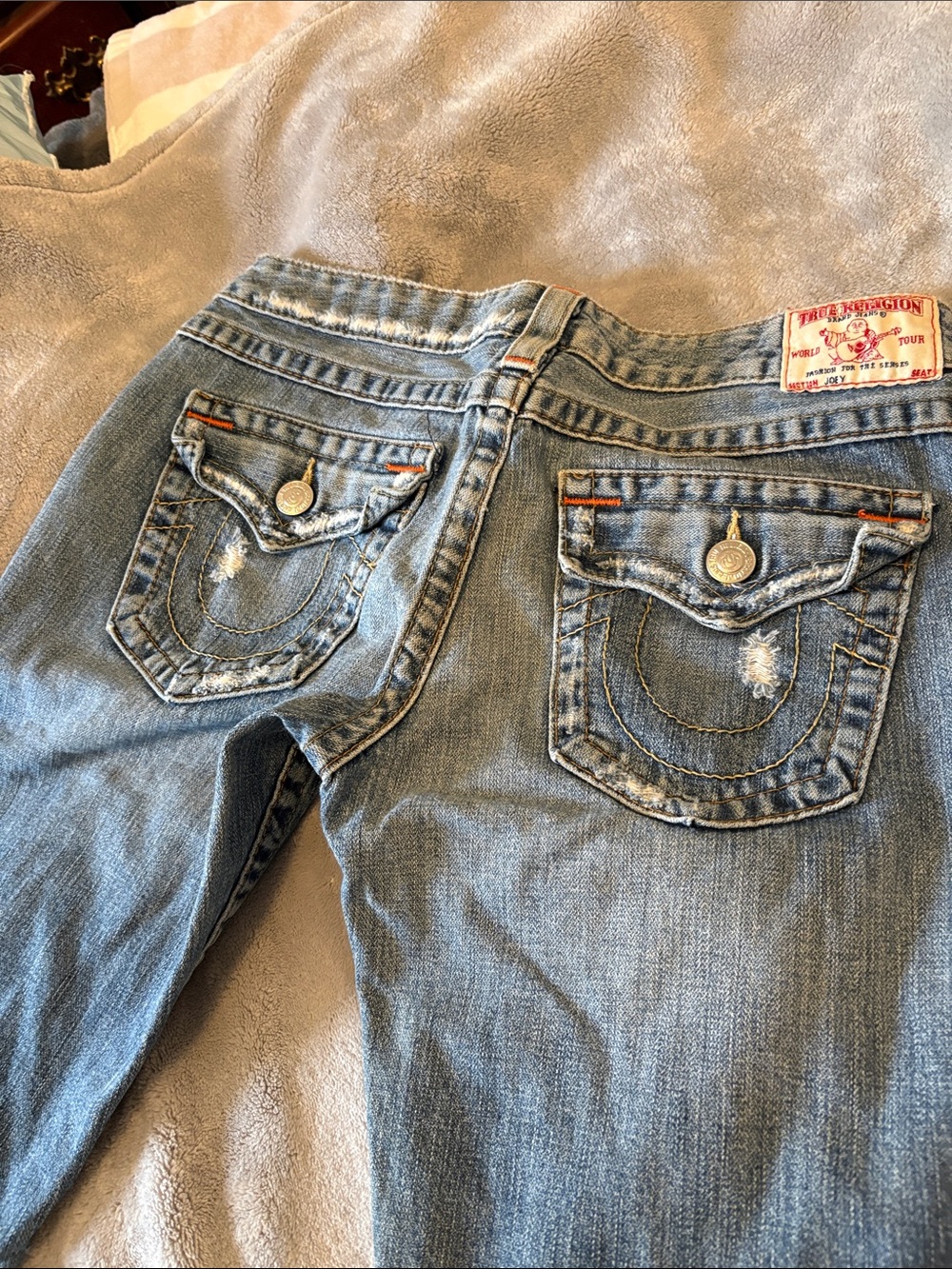 Vintage True Religion Joey Flare Jeans Distressed Patched Y2K Size 29